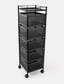 Five Tier Rotating Mobile Storage Basket Loxevi