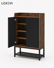 Five Tier Wooden Shoe Cabinet with Doors Loxevi