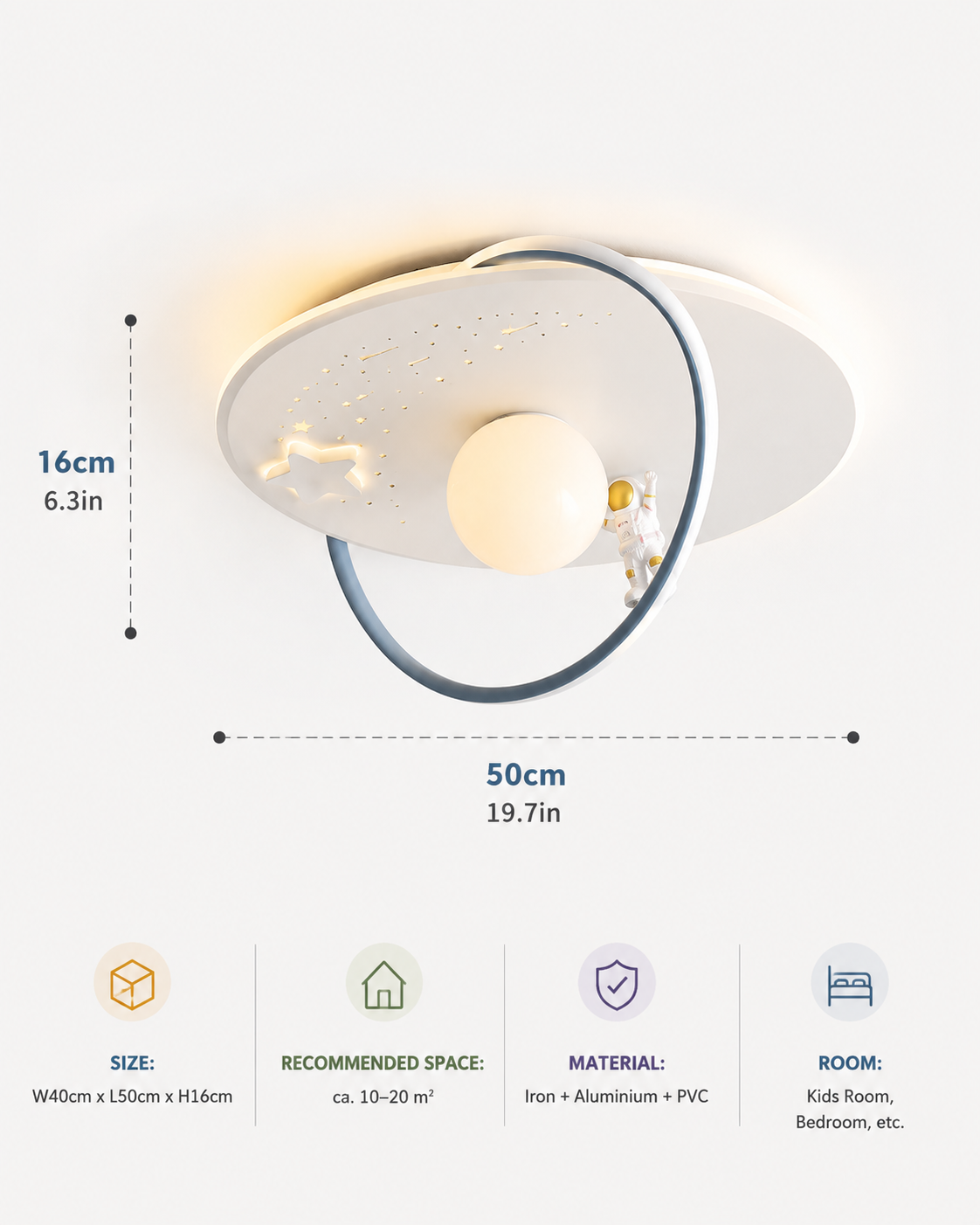 Dimmable Kids Ceiling Light with Remote Loxevi