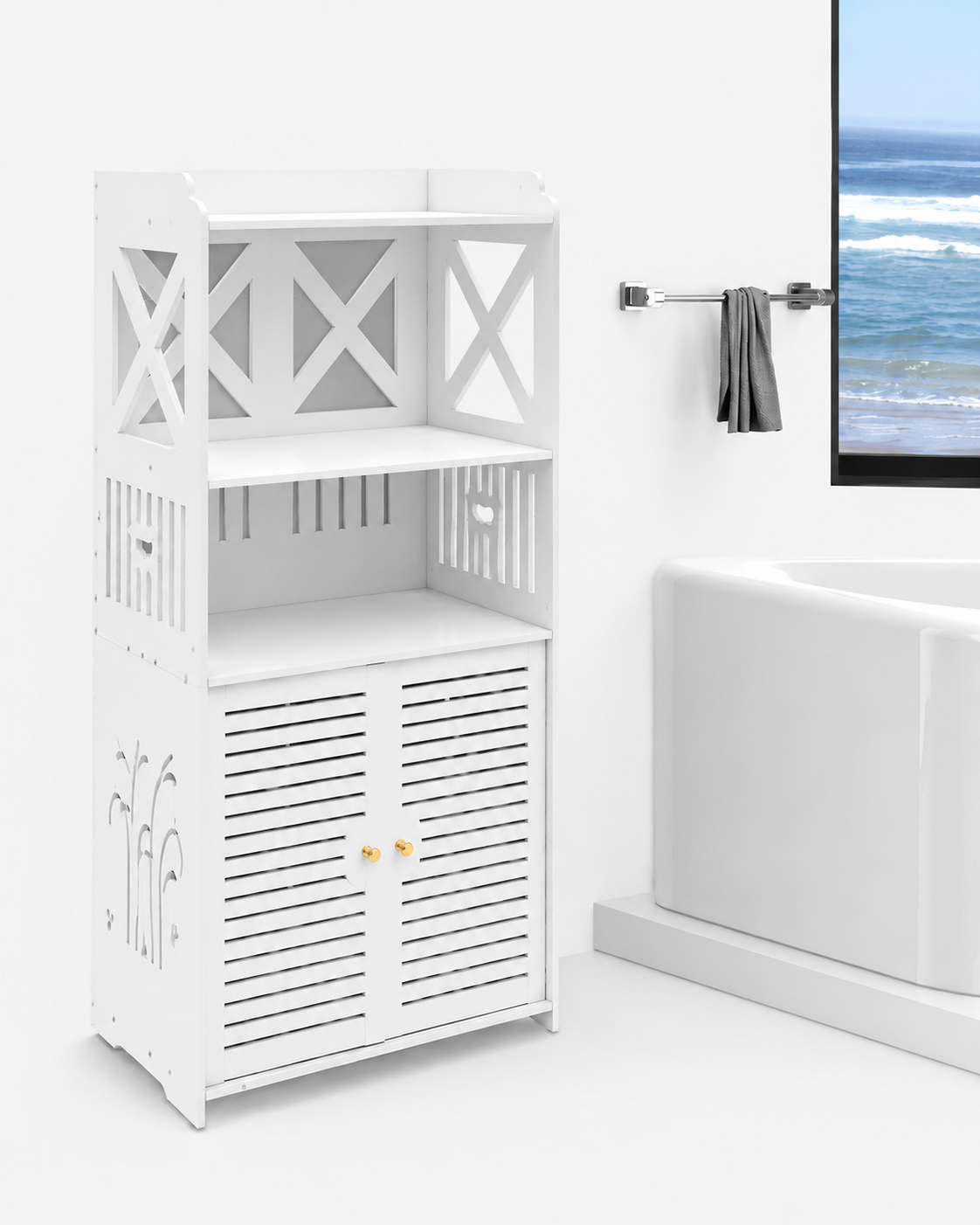 Multifunctional Corner Bathroom Cabinet Loxevi