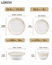 16 Piece White Stoneware Dinnerware Set Loxevi