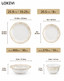16 Piece White Stoneware Dinnerware Set Loxevi