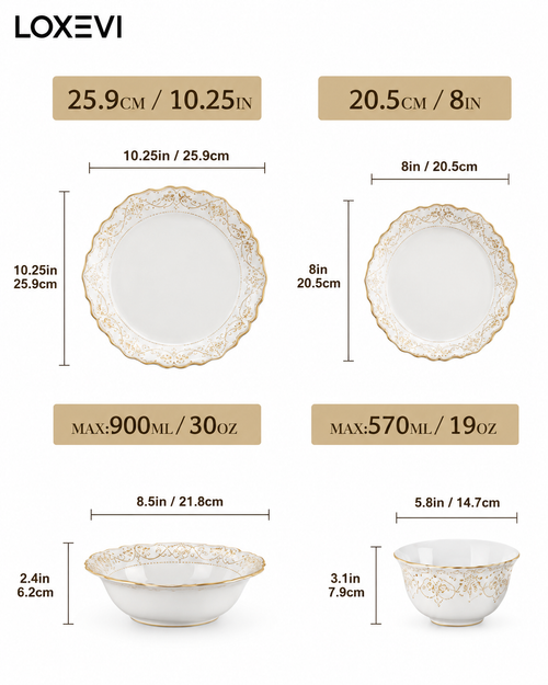 16 Piece White Stoneware Dinnerware Set Loxevi
