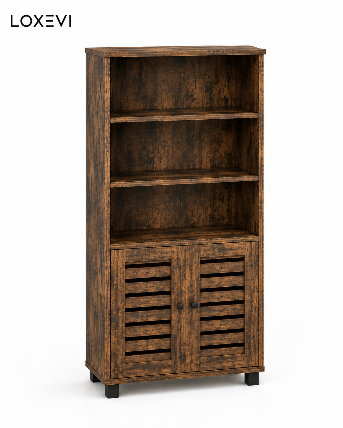 Highboard Cabinet with Slatted Doors Loxevi