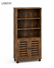 Highboard Cabinet with Slatted Doors Loxevi