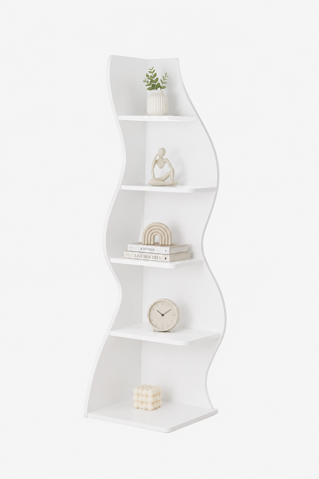 Modern Curved Five Tier Corner Shelf Loxevi