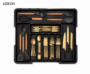Expandable Black Cutlery Drawer Organizer Loxevi