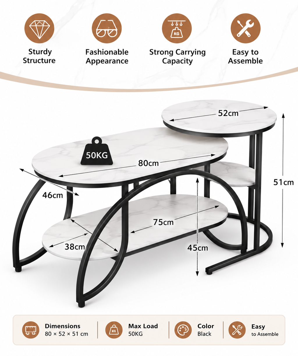 Nesting Side Table Set Loxevi