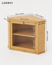 Two Tier Bamboo Bread Box with Window Loxevi