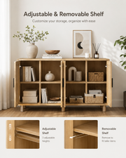 Natural Rattan Sideboard Cabinet with Adjustable Shelves Loxevi