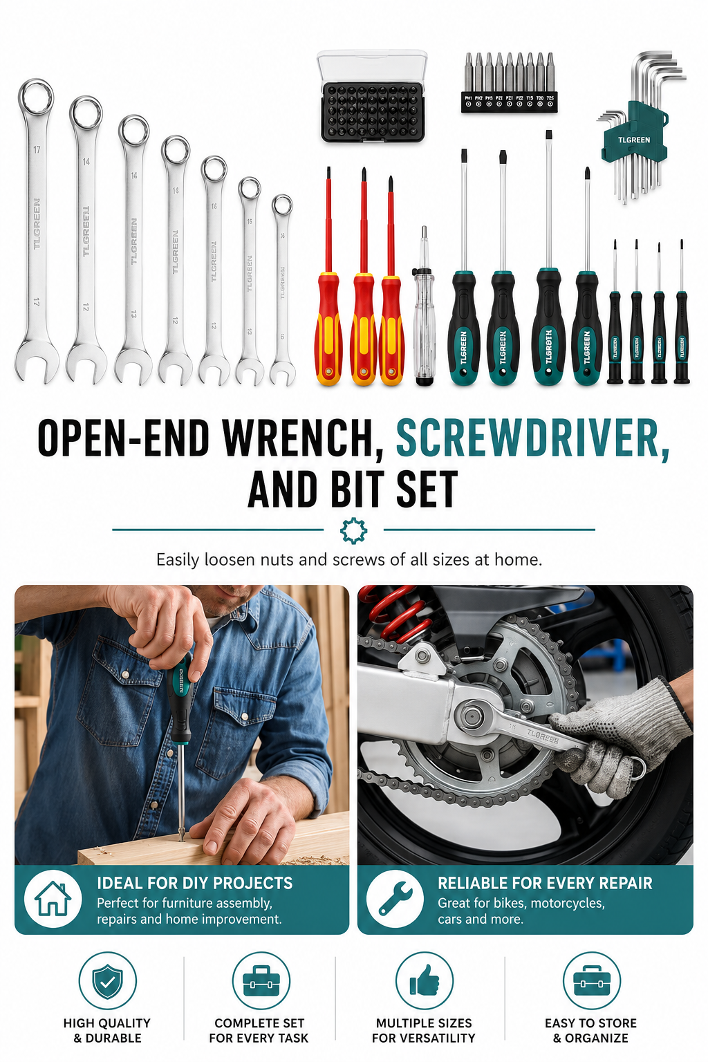 128 Piece Home and Auto Tool Set with Rolling Case Loxevi