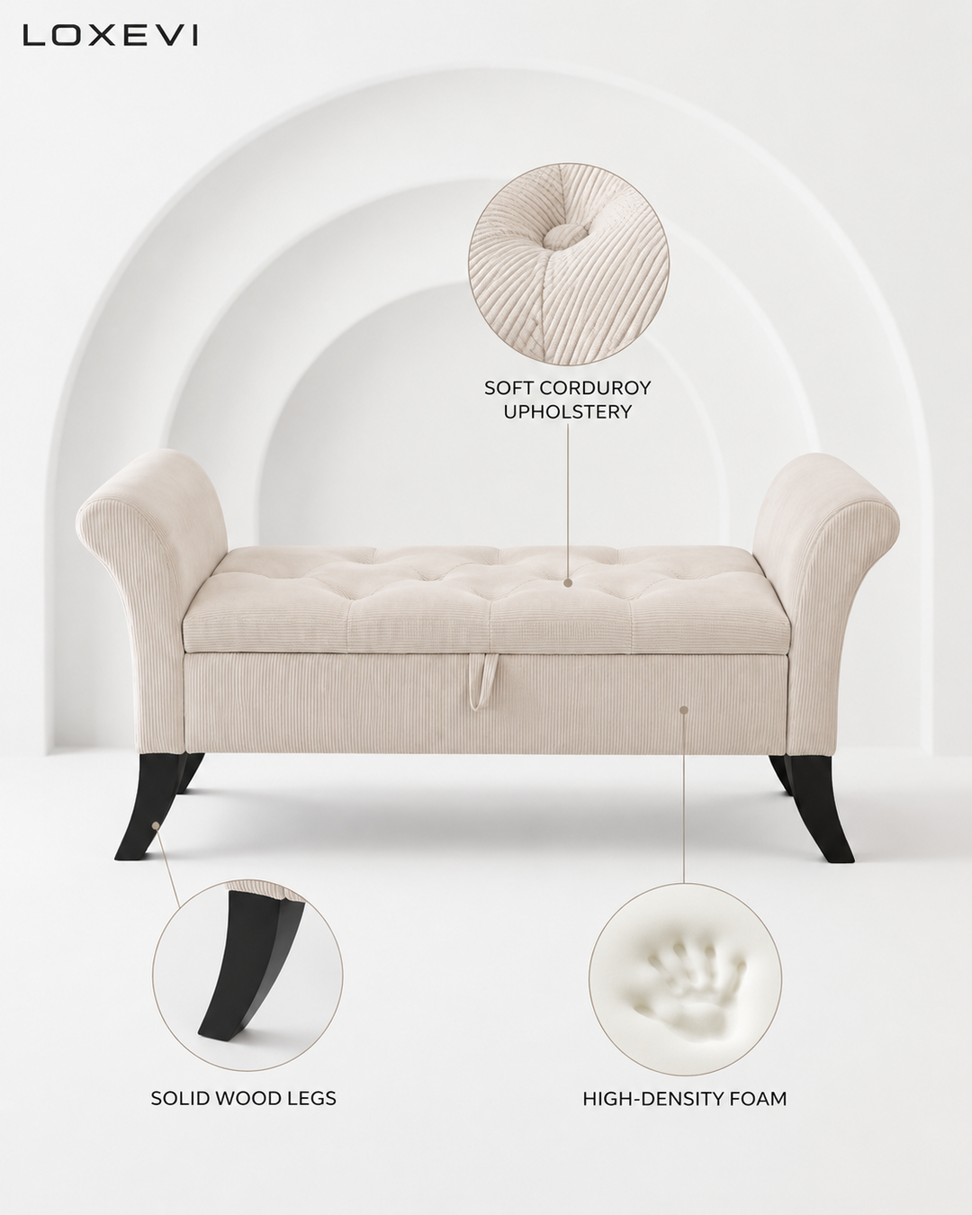 Storage Bench with Armrests Loxevi
