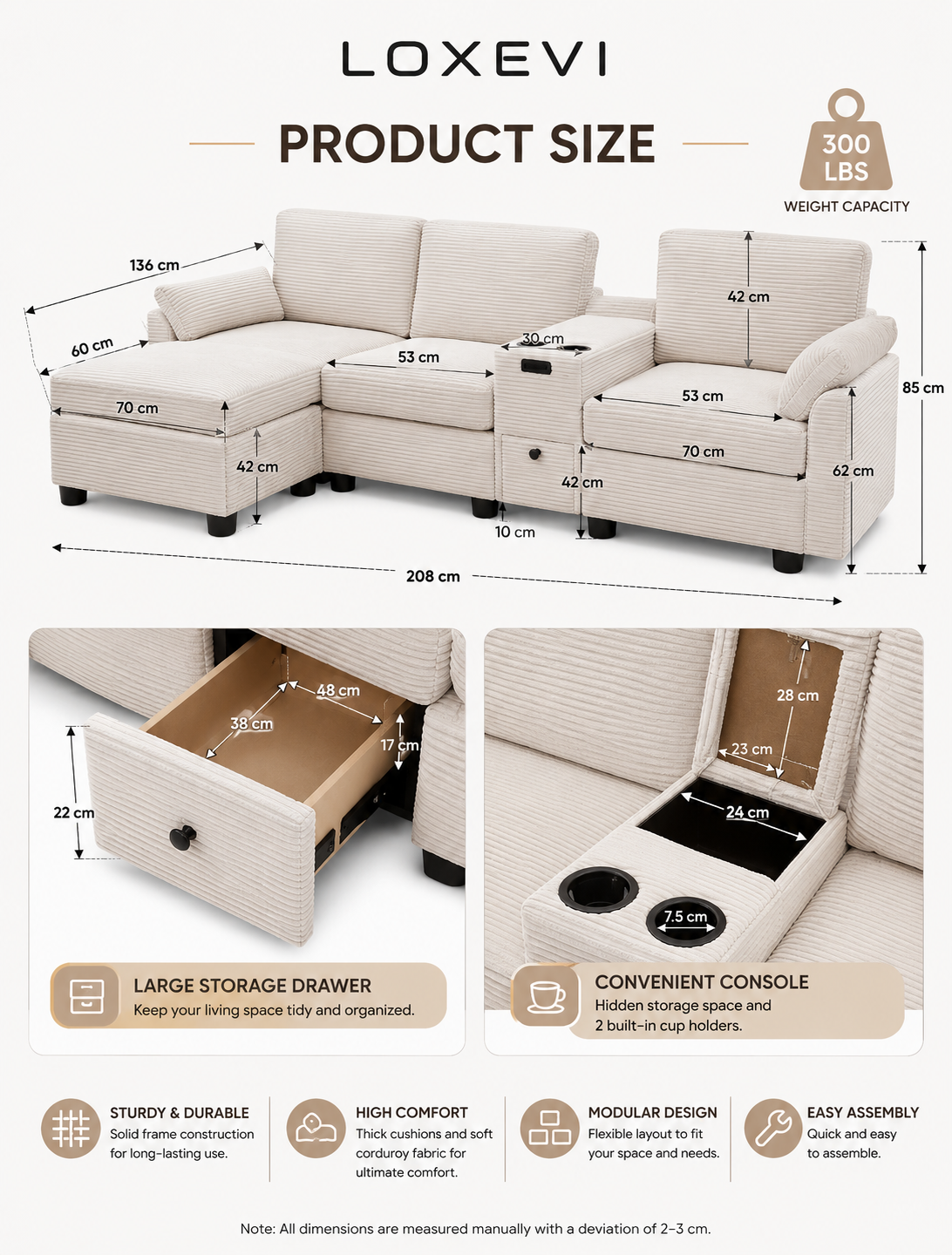 Corduroy Sofa Loxevi