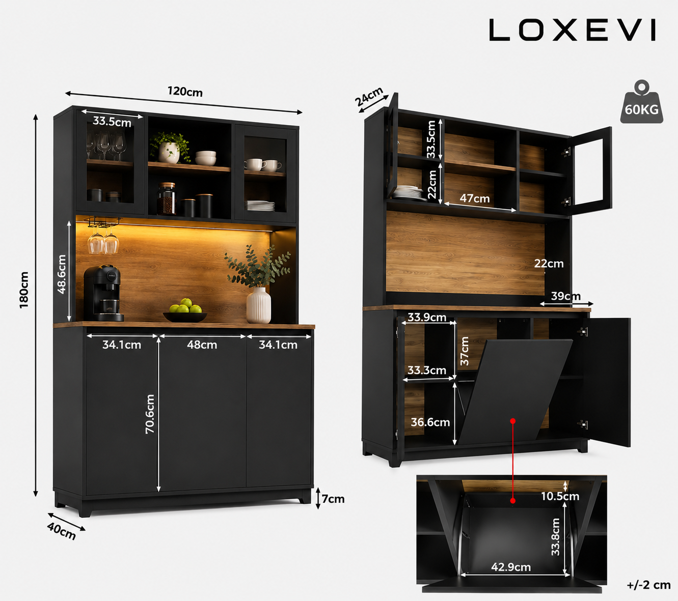 Black Kitchen Storage Cabinet Loxevi
