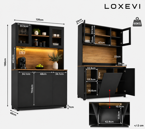 Black Kitchen Storage Cabinet Loxevi