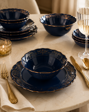 16 Piece Blue Reactive Glaze Dinnerware Set Loxevi