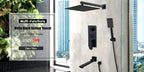 Quyanre Wall Mount Bathroom Rain Waterfall Shower Faucets Set Concealed Chrome Shower System Bathtub Shower Mixer Faucet Tap