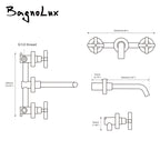 Taps Top Fashion New Arrival Wall Sink Basin Mixer Tap Set Bathroom Spout Faucet With Double Lever In Matt Black/Polished Gold