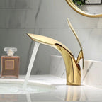Basin Faucets Modern Rose Gold  Bathroom Faucet Waterfall Single Hole Cold and Hot Water Tap Basin Faucet Mixer Taps  XT-423