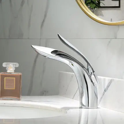 Basin Faucets Modern Rose Gold  Bathroom Faucet Waterfall Single Hole Cold and Hot Water Tap Basin Faucet Mixer Taps  XT-423