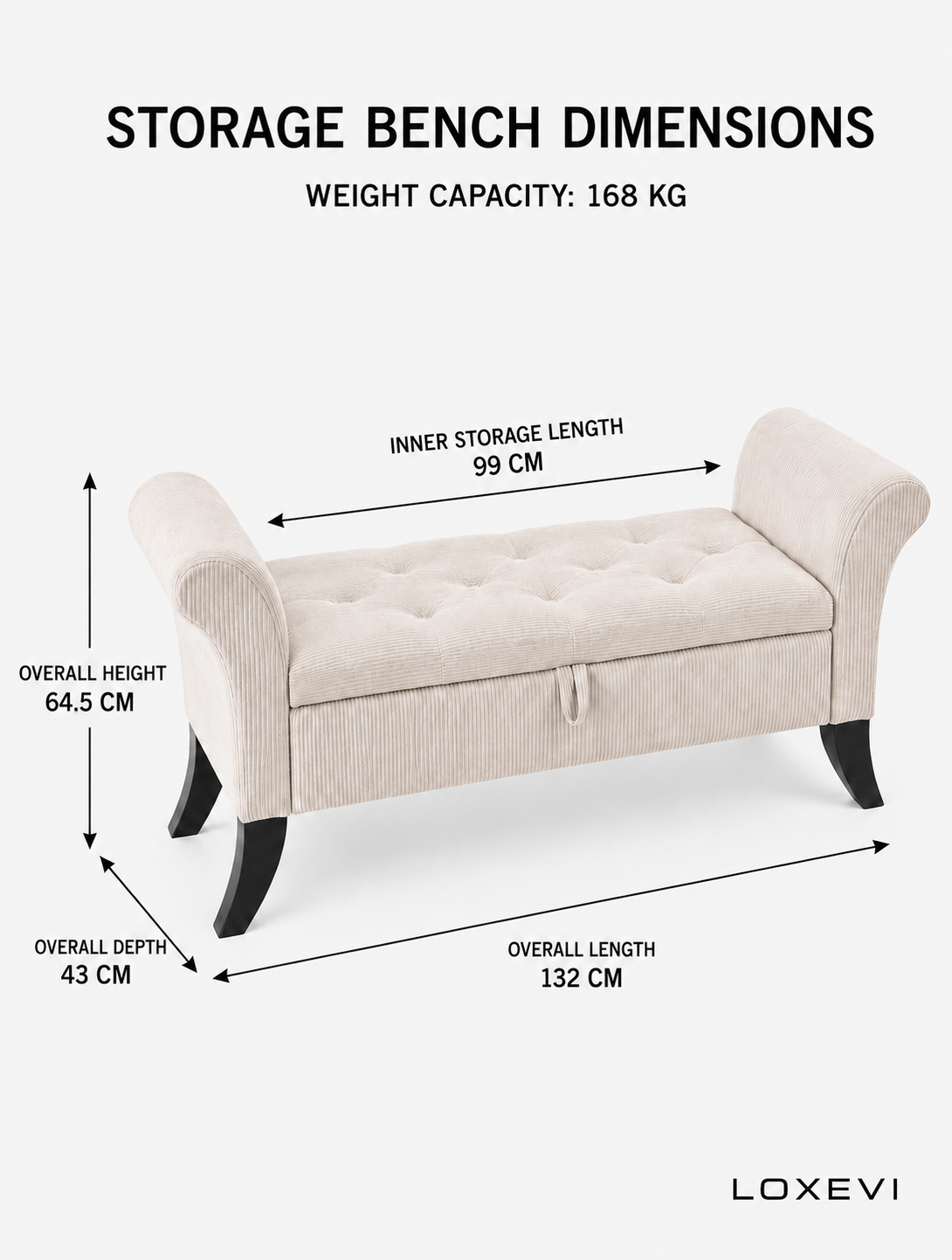 Storage Bench with Armrests Loxevi