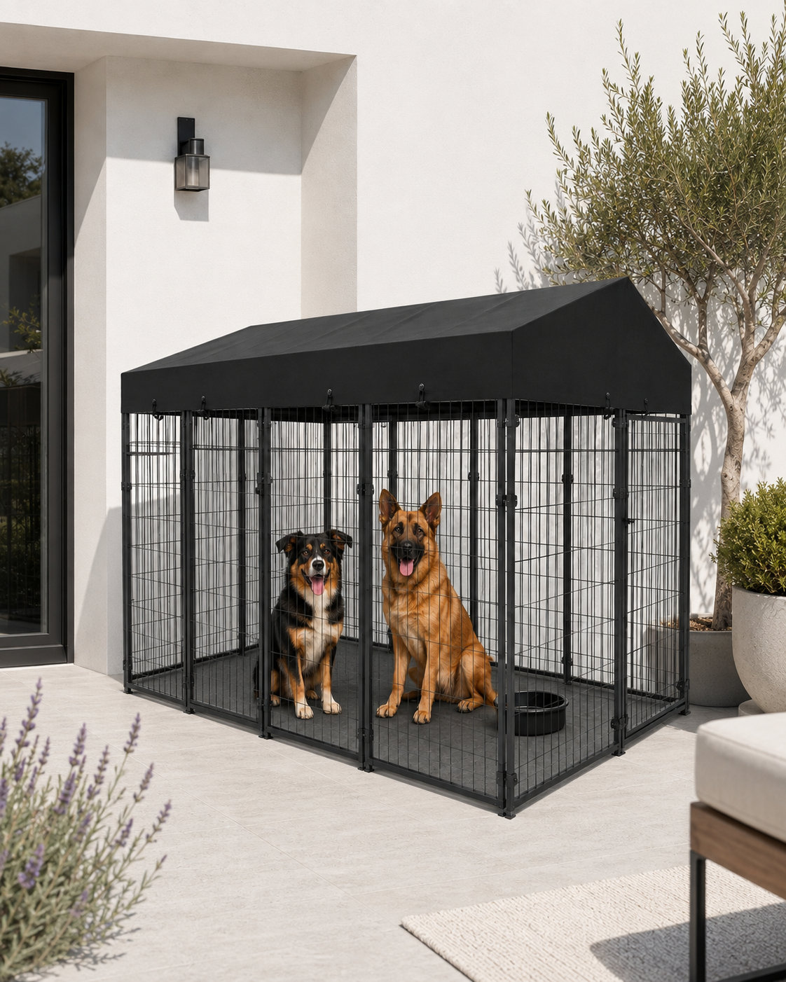 Heavy Duty Metal Dog Kennel with Roof Loxevi
