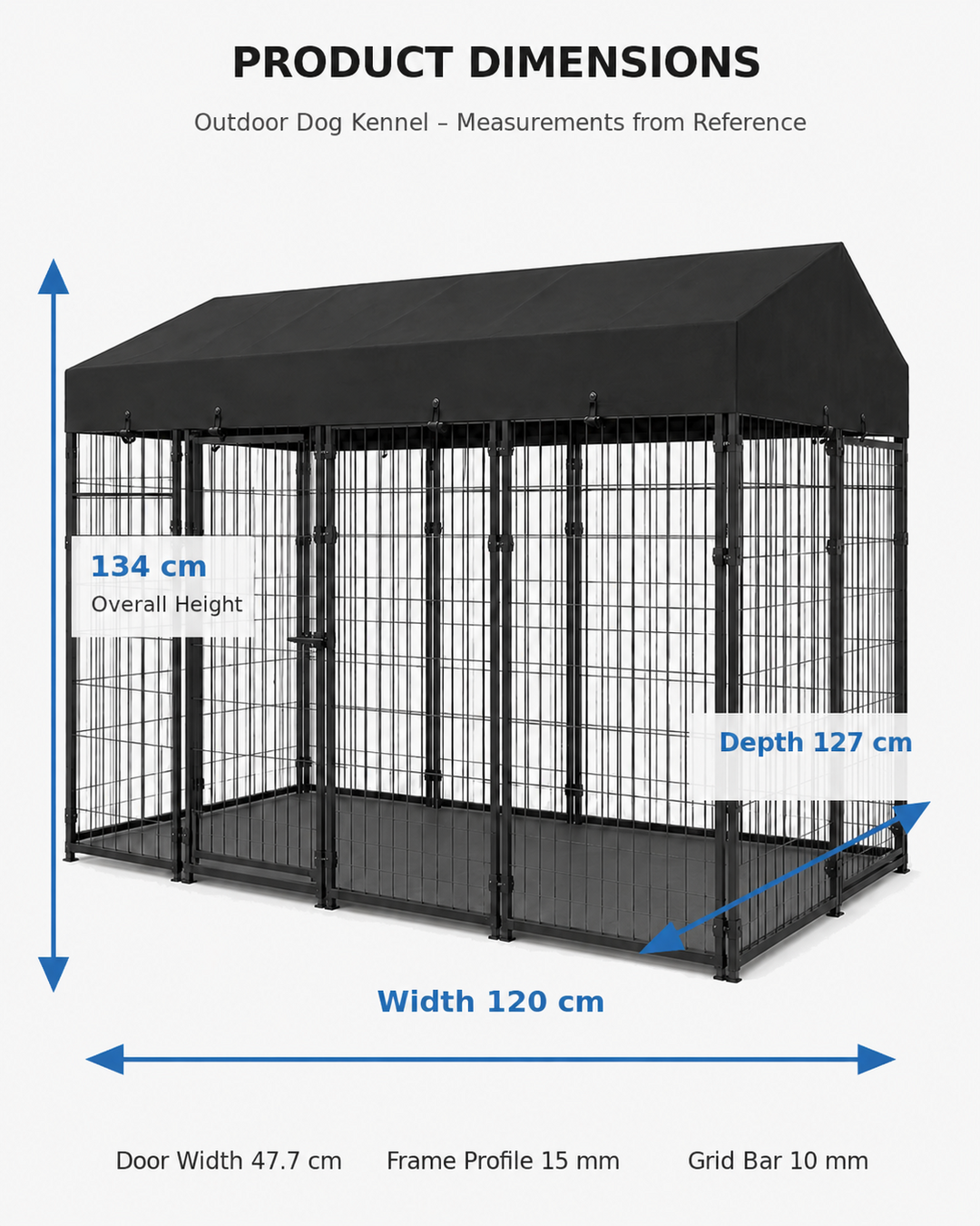 Heavy Duty Metal Dog Kennel with Roof Loxevi