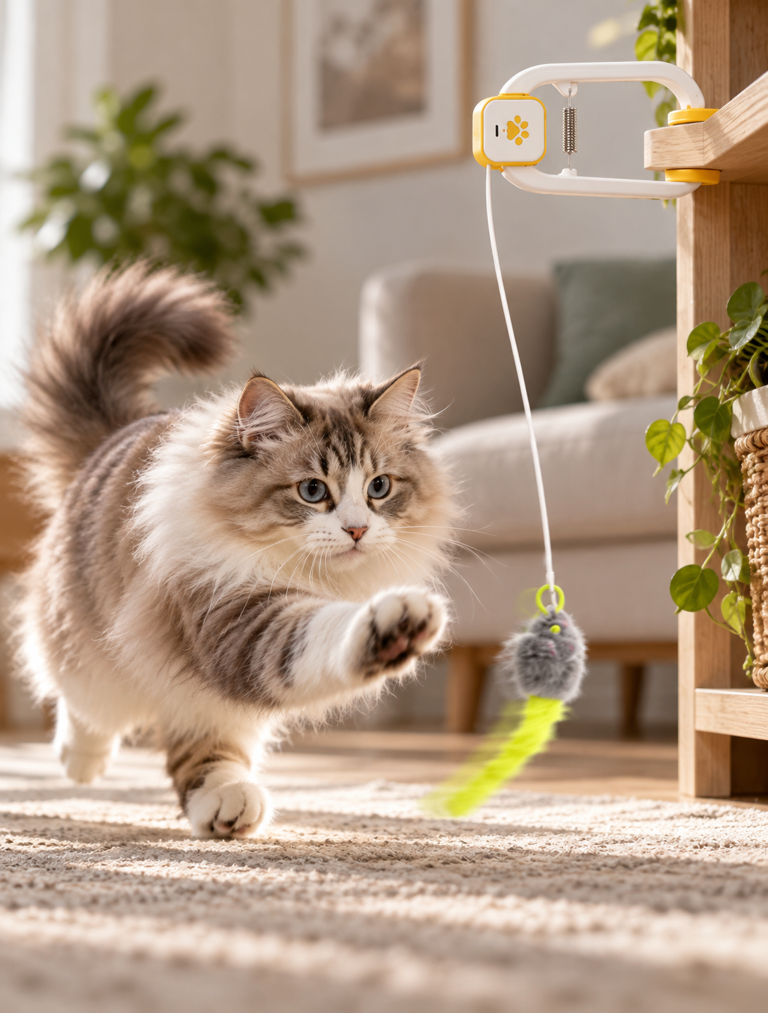 Interactive Doorway Cat Toy with Hanging Plush Teaser Loxevi