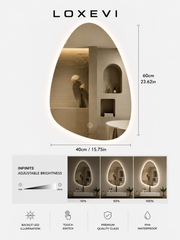 LED Teardrop Bathroom Mirror 45×60 cm – Dimmable Wall Mirror Loxevi