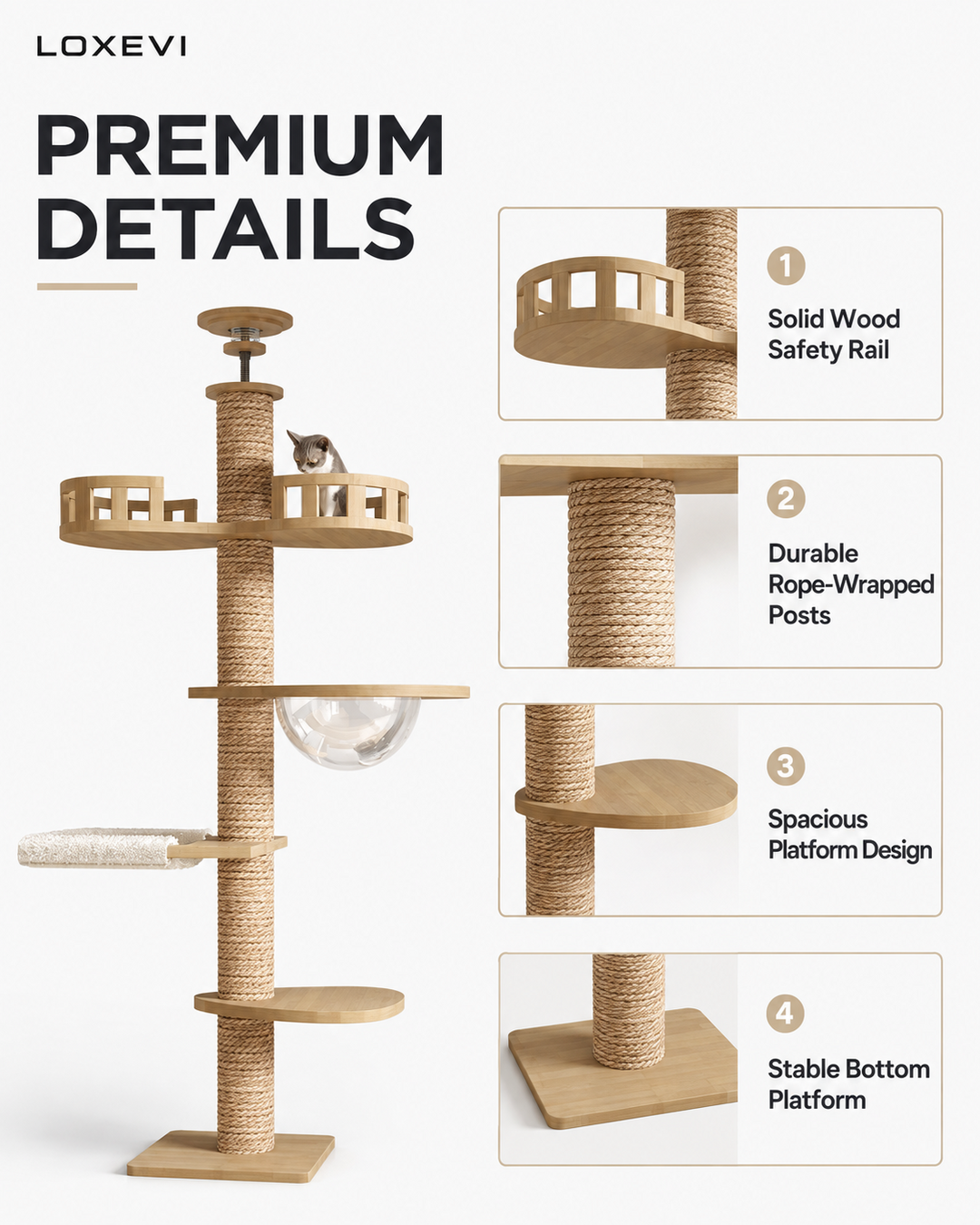 Adjustable Floor to Ceiling Cat Tree Loxevi