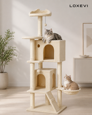 160 cm Cat Tree with Multiple Platforms Loxevi