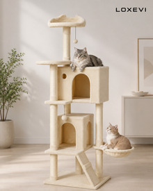 160 cm Cat Tree with Multiple Platforms Loxevi