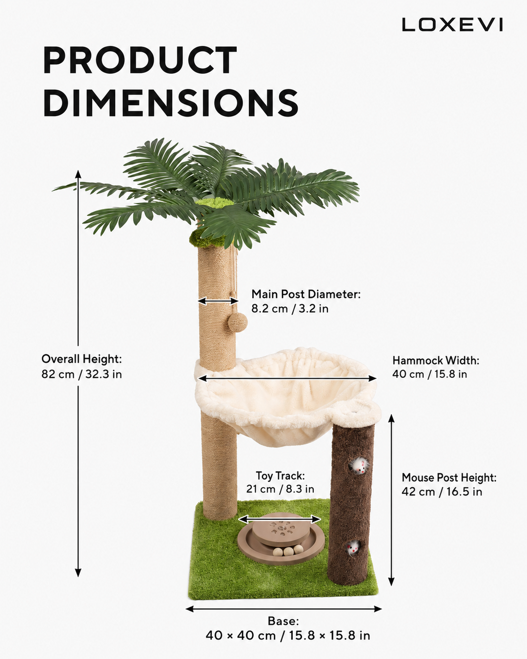 Palm Cat Scratching Tree Loxevi 82 cm