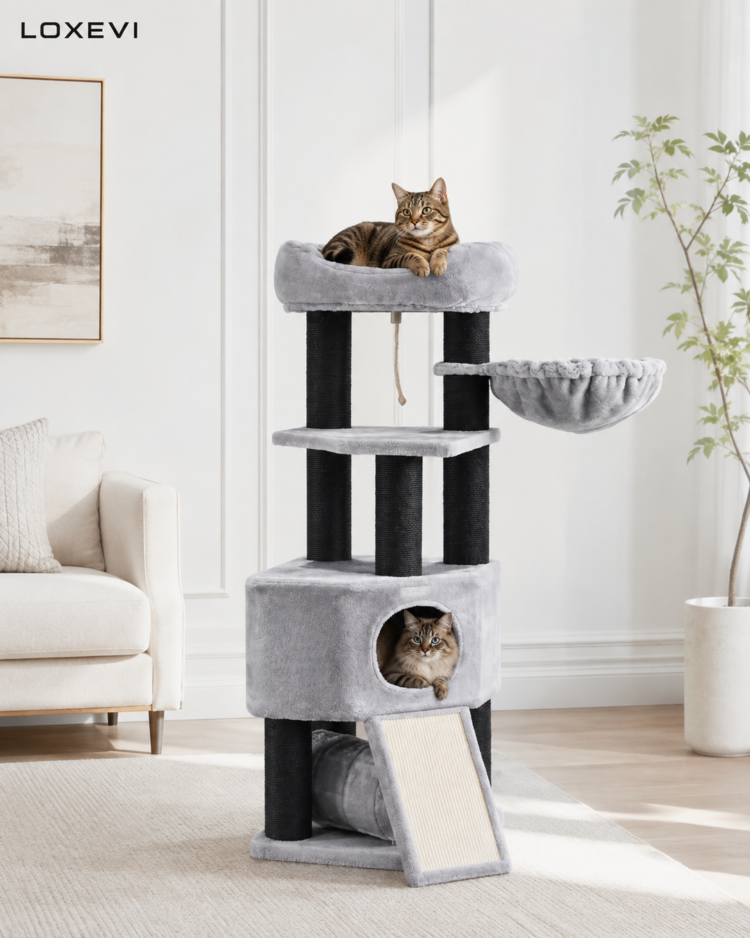 Stable Cat Tree with Thick Posts Loxevi 141 cm