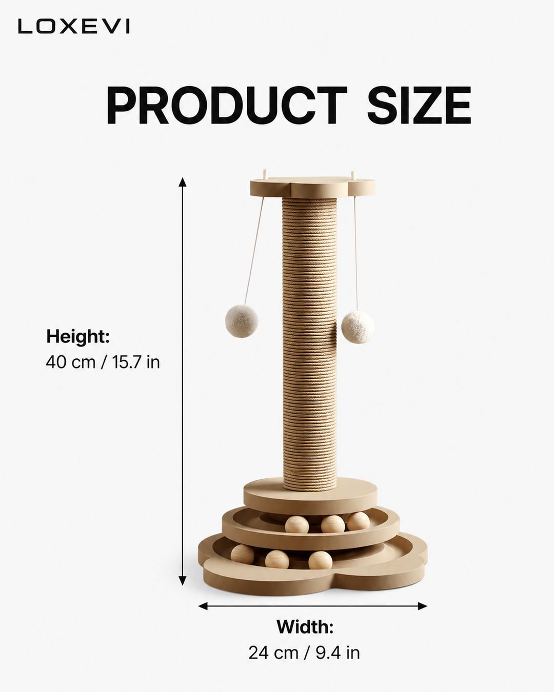 Solid Wood Rotating Cat Toy and Scratcher Loxevi