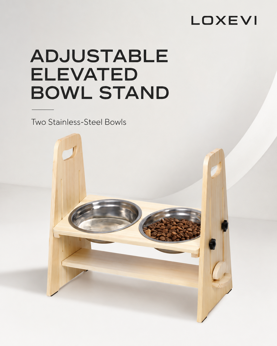 Adjustable Elevated Dog Bowl Stand Loxevi