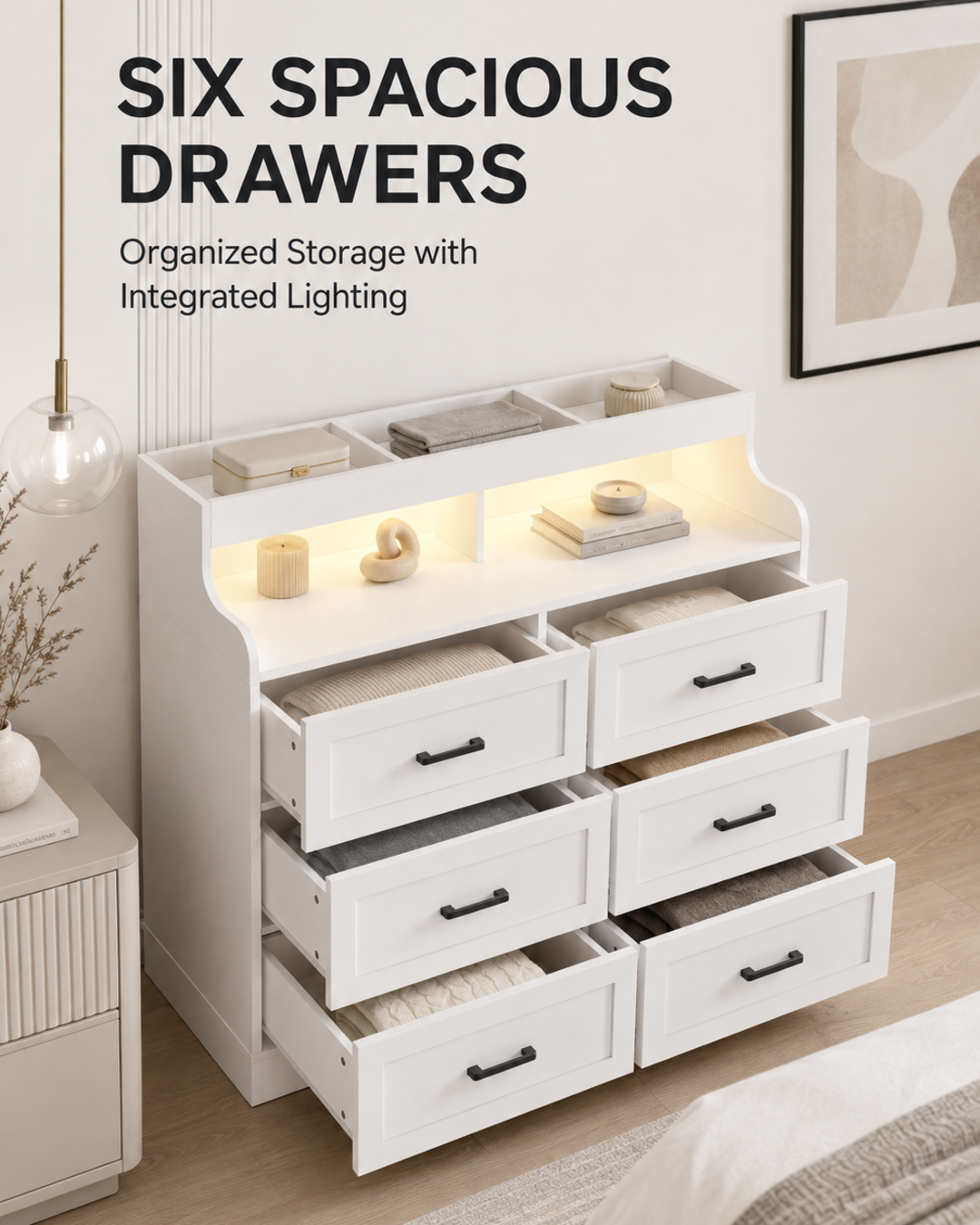Nordic Six Drawer Dresser Loxevi