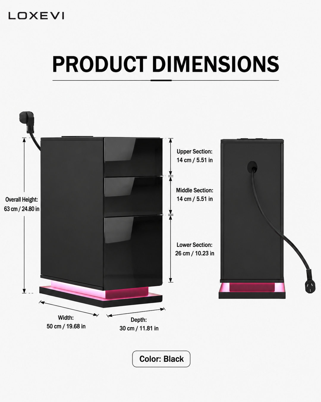 Black Vanity Table with Charging Station Loxevi