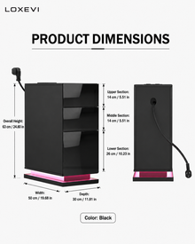 Black Vanity Table with Charging Station Loxevi