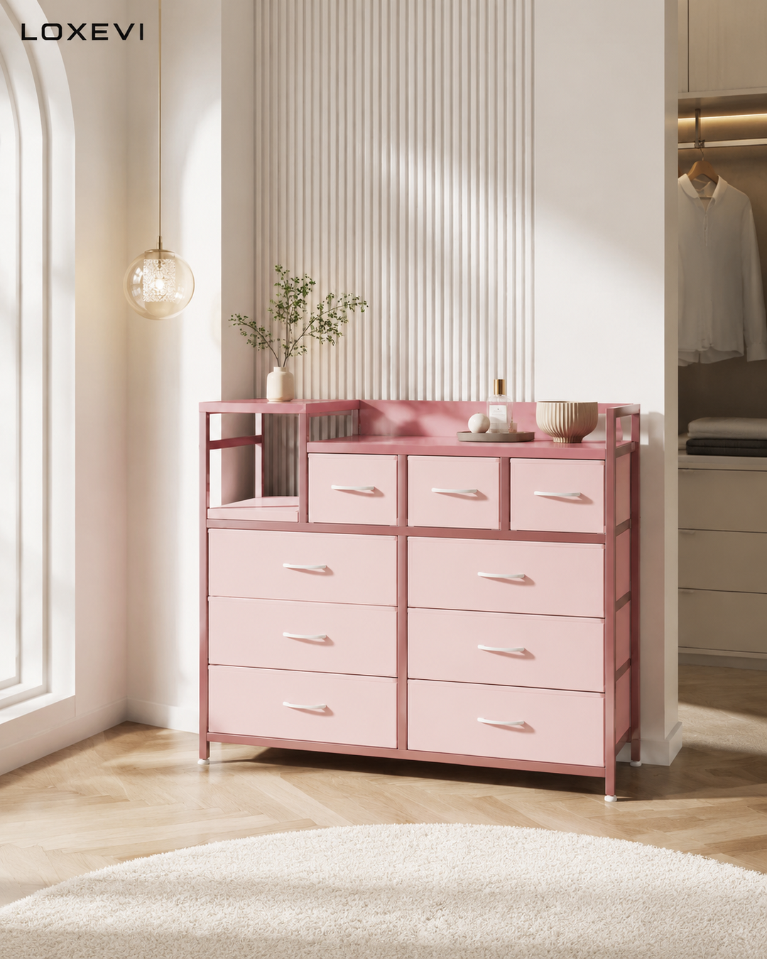 Modern Nine Drawer Entryway Dresser Loxevi