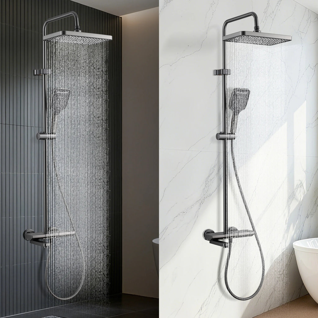 Foldable & Swivel 180° Bathroom Faucet Set with Shower Column and Shower Head - Complete Wash Basin and Shower System