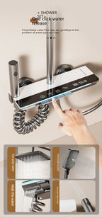 Smart Digital Display Bathroom Shower Set Piano Key Rainlfall Bath Showers System Set Apartment Bathtub Shower Faucet Full Set