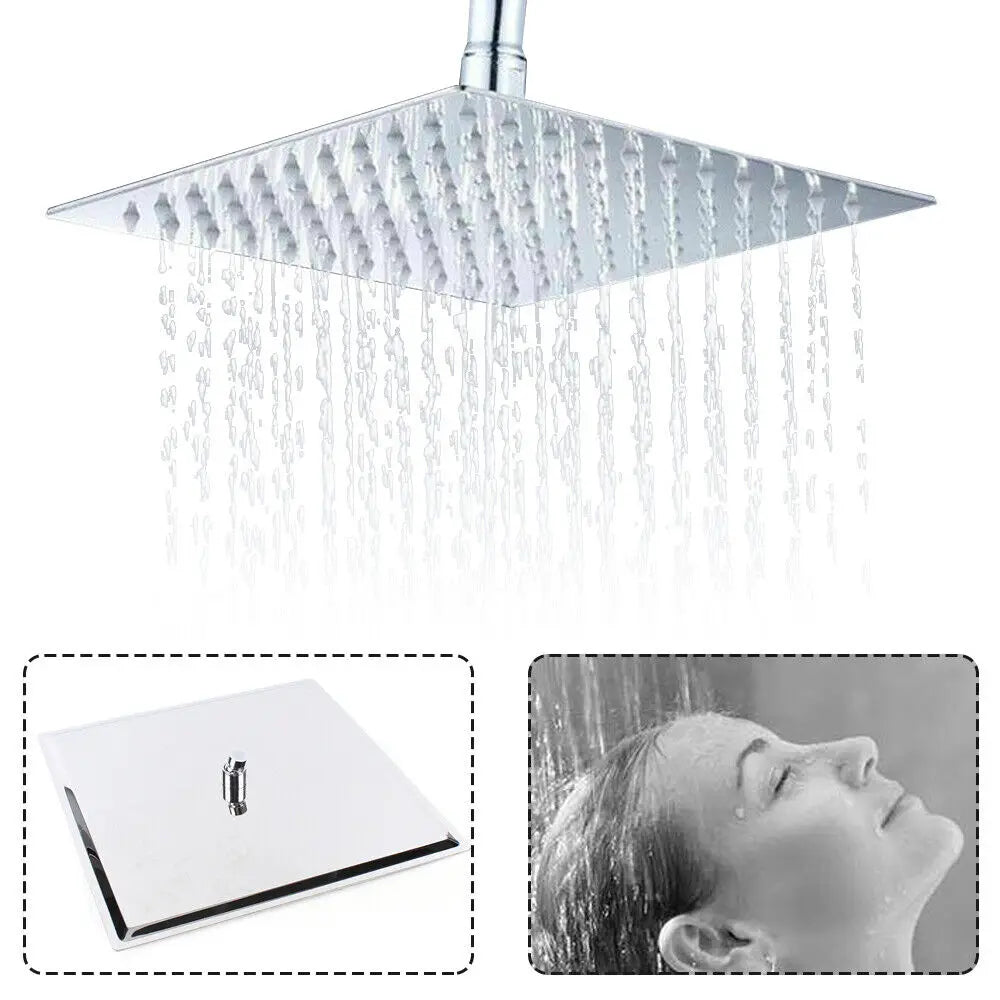 Shower Head 40x40cm Rain Shower Rain Shower Head Shower Head Square Shape Stainless Steel Shower Head