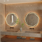 LUVODI Modern LED Bathroom Wall Mirror with Circle Backlight Illuminated Vanity Mirror with Defogging Feature for Bath