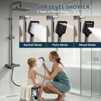 Foldable & Swivel 180° Bathroom Faucet Set with Shower Column and Shower Head - Complete Wash Basin and Shower System