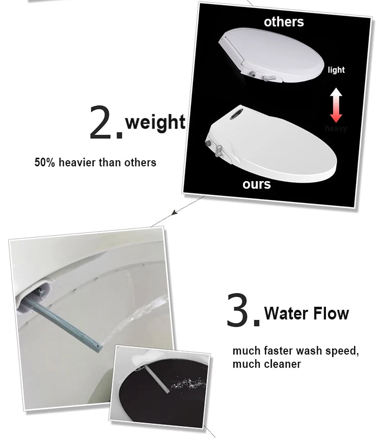 Bidet Toilet Seat Personal Hygiene Adjustable Spray Bidet Seat for Elongated Toilets Nozzle Cold Water Toilet Lid WC Toilet Seat