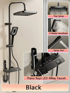 Bathroom Shower Set with LED Display Piano Keys Bath Shower Rain Shower Complete Bathroom Accessories
