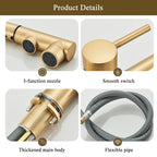 Brushed Gold Pulling Filter Kitchen Pure Faucet Pull Out Two In One Out Water  Mixer Tap 360 Rotation Sink Drink Directly Crane