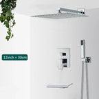 Quyanre Wall Mount Bathroom Rain Waterfall Shower Faucets Set Concealed Chrome Shower System Bathtub Shower Mixer Faucet Tap