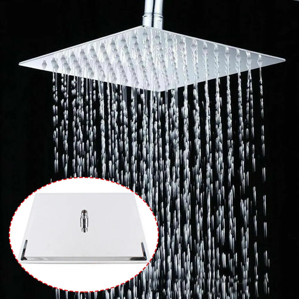 Shower Head 40x40cm Rain Shower Rain Shower Head Shower Head Square Shape Stainless Steel Shower Head